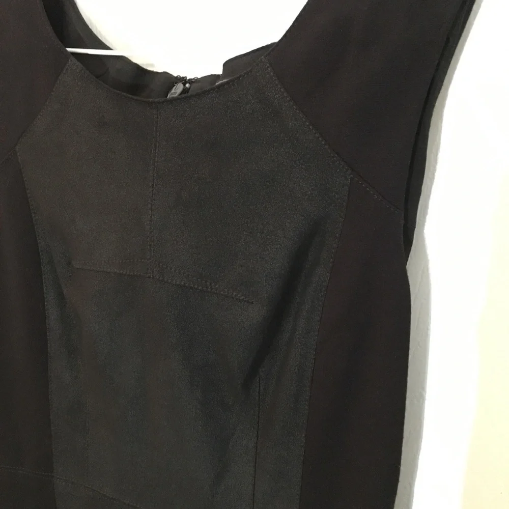 BCBGMAXAZRIA Black Dress Kellen Suede Panel Sheath LBD Career Party Size 0 XS - Picture 5 of 6